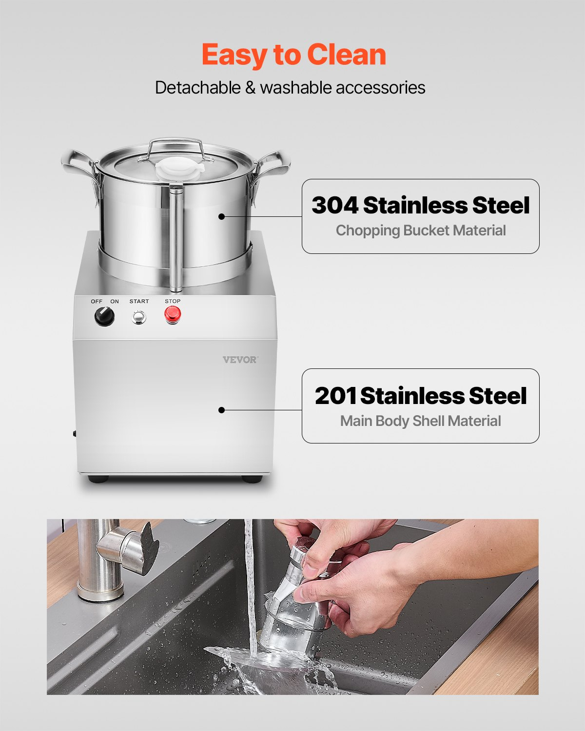 Food Processor Vegetable Chopper 6.3 Quart Food-Grade Stainless Steel Blender