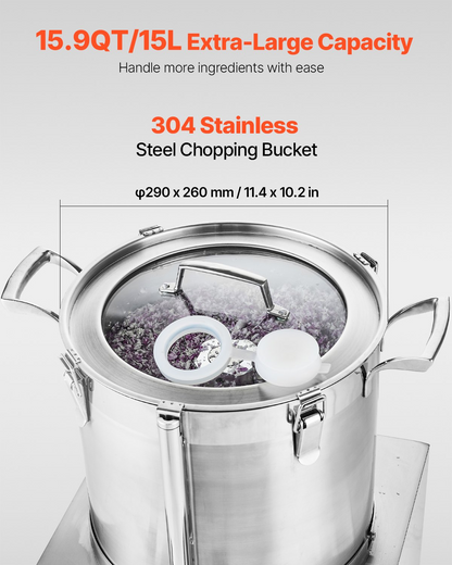 Food Processor Vegetable Chopper 15.9 Quart Food-Grade Stainless Steel Blender