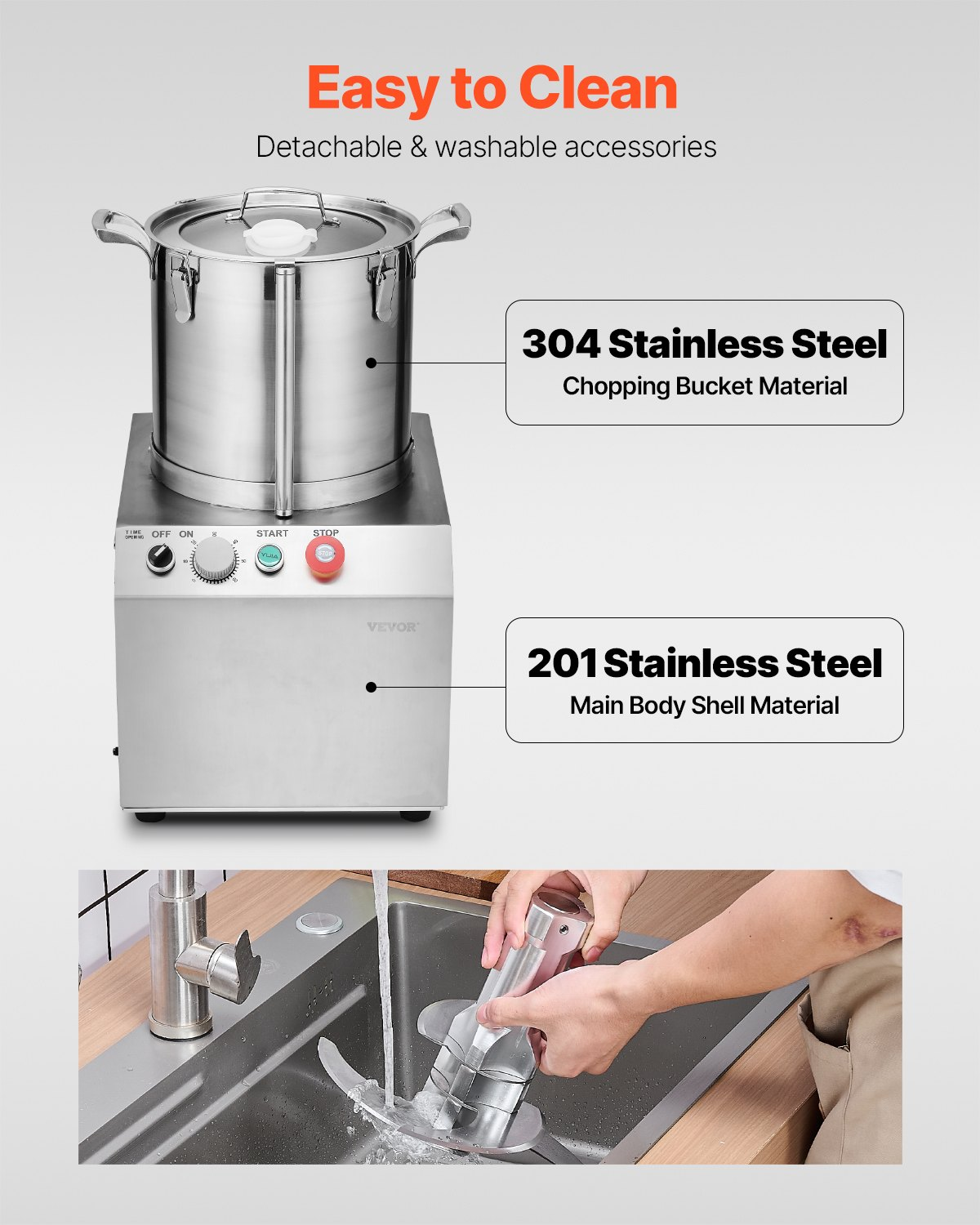 Food Processor Vegetable Chopper 15.9 Quart Food-Grade Stainless Steel Blender