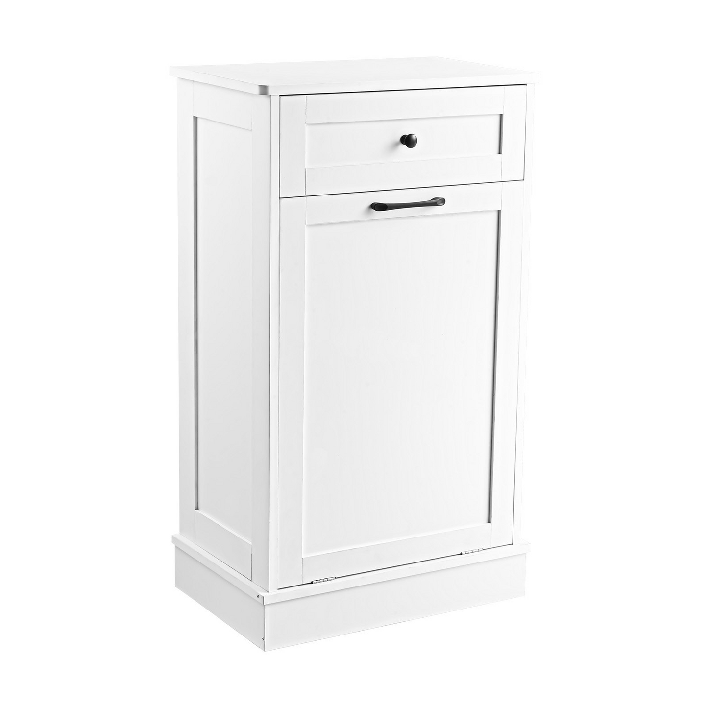 Tilt Out Trash Bin Cabinet Freestanding Kitchen Garbage Holder with Drawer