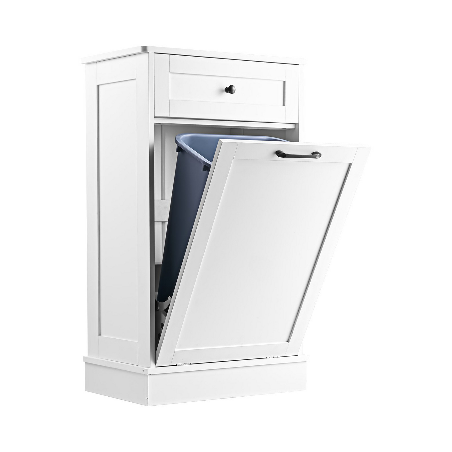 Tilt Out Trash Bin Cabinet Freestanding Kitchen Garbage Holder with Drawer