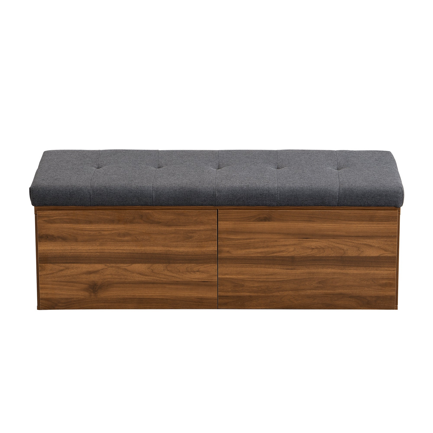 49" Storage Bench Storage Cabinet Storage Ottoman with Adjustable Shelves, Padded Seat Cushion and Double Doors for Entryway, Hallway and Bedroom, Dark Grey