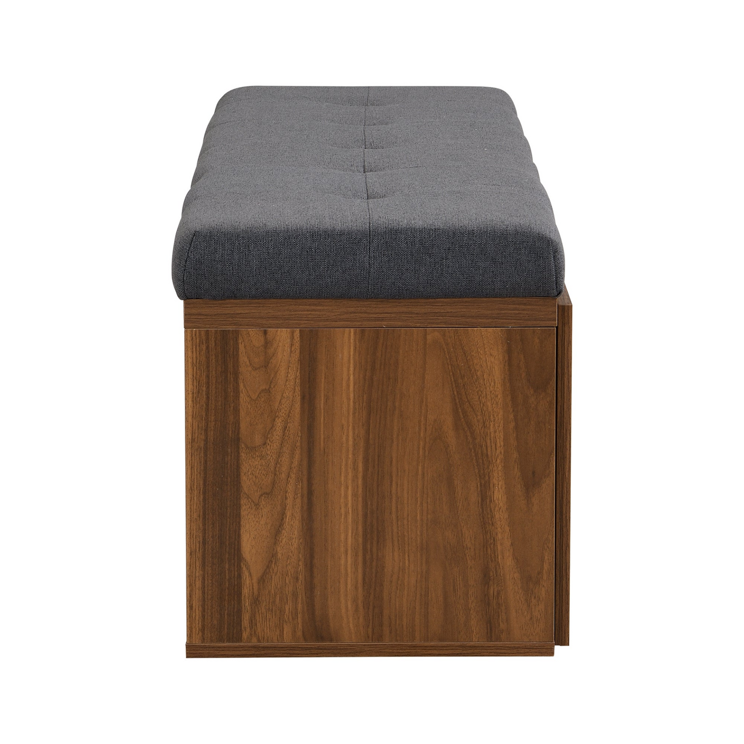 49" Storage Bench Storage Cabinet Storage Ottoman with Adjustable Shelves, Padded Seat Cushion and Double Doors for Entryway, Hallway and Bedroom, Dark Grey