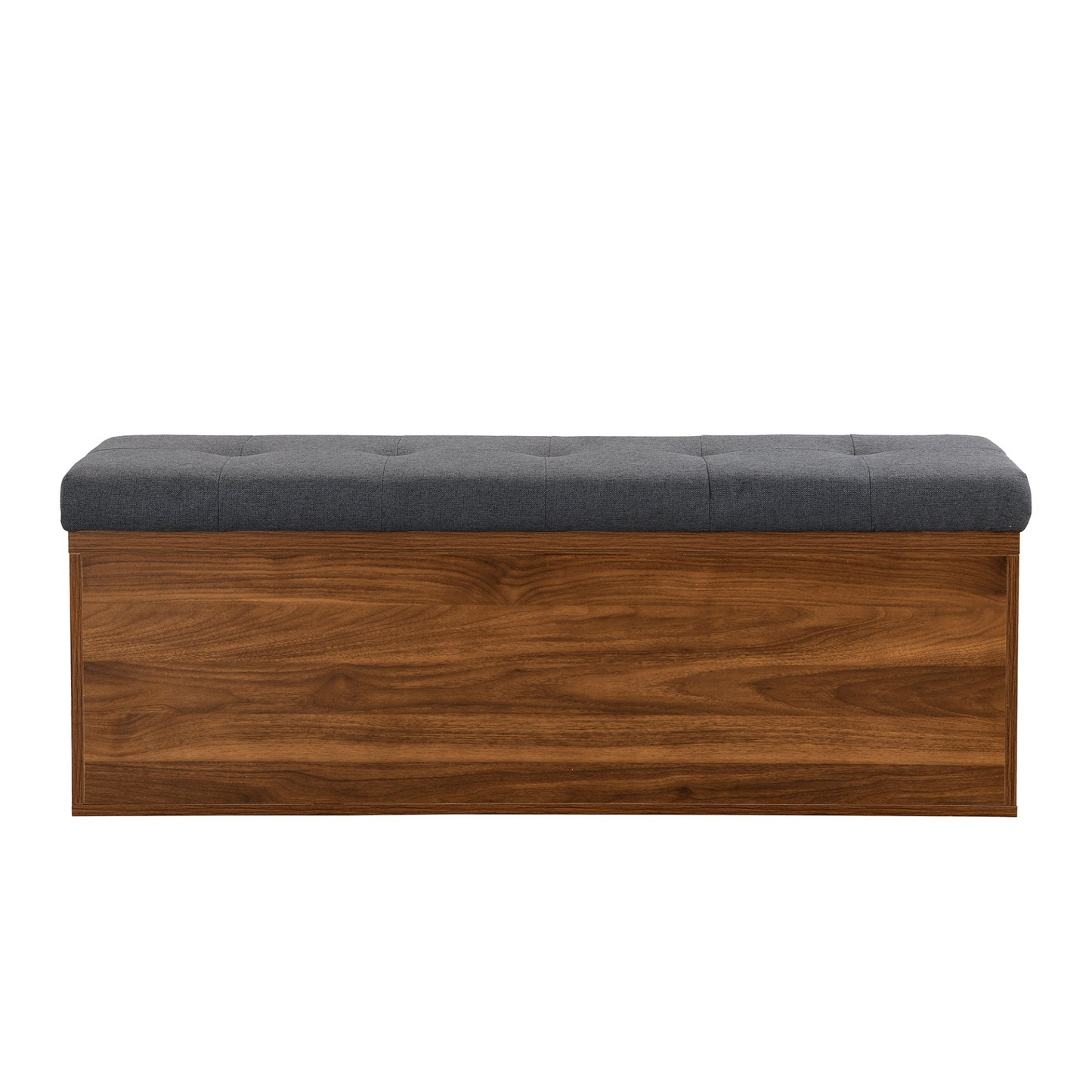 49" Storage Bench Storage Cabinet Storage Ottoman with Adjustable Shelves, Padded Seat Cushion and Double Doors for Entryway, Hallway and Bedroom, Dark Grey