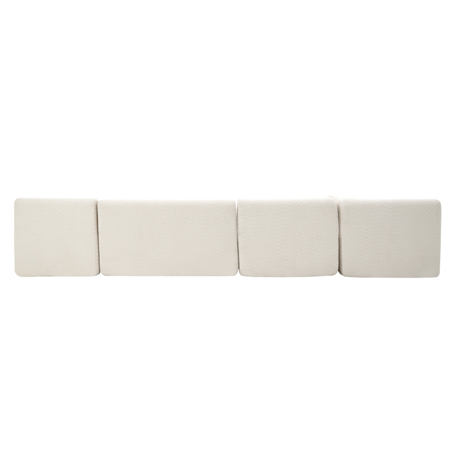 143.7" Upholstered Sofa Free-combined Sofa Couch with Two Chaise Lounge and Five Back Pillows for Living Room, Beige