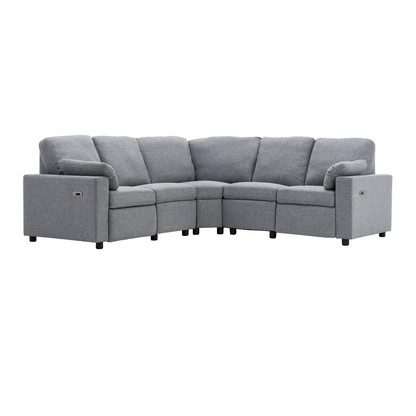 89" Power Recliner Sectional Sofa Home Theater Reclining Sofa with Two USB Ports, Two Storage Drawers for Living Room, Gray