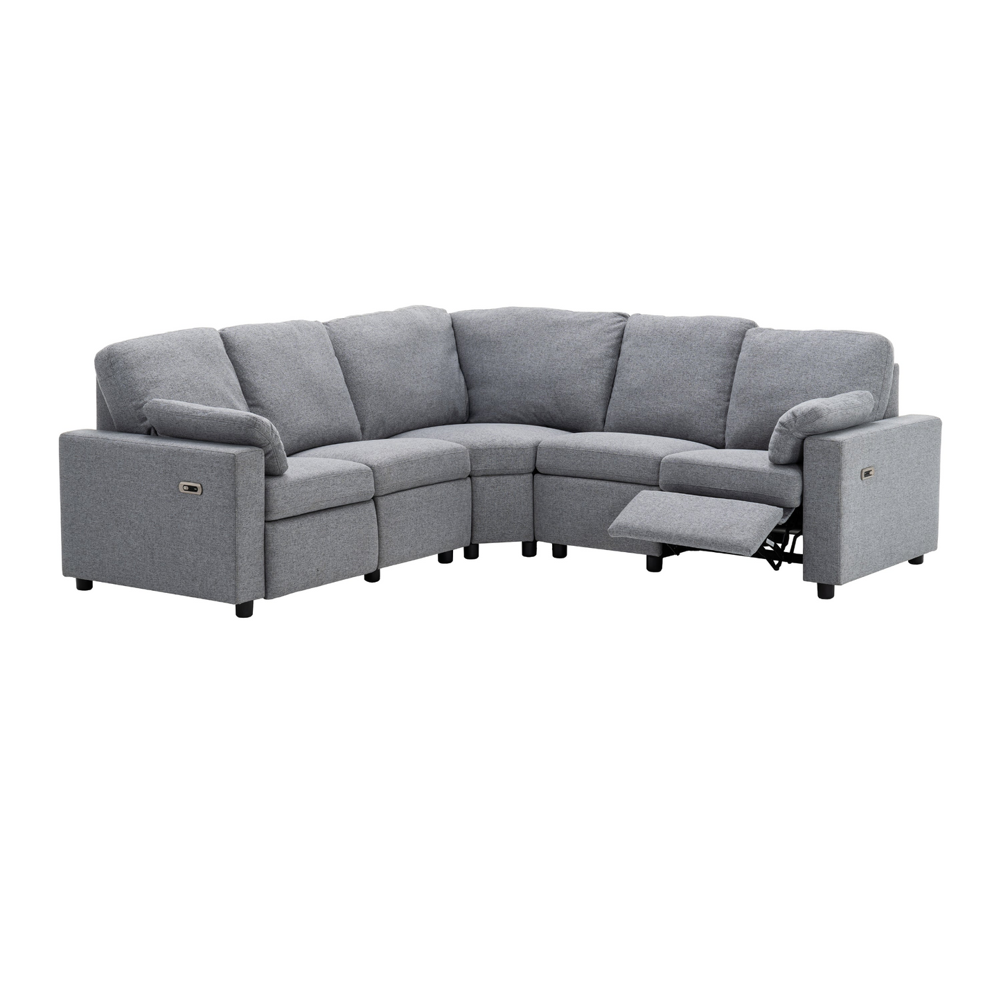 89" Power Recliner Sectional Sofa Home Theater Reclining Sofa with Two USB Ports, Two Storage Drawers for Living Room, Gray