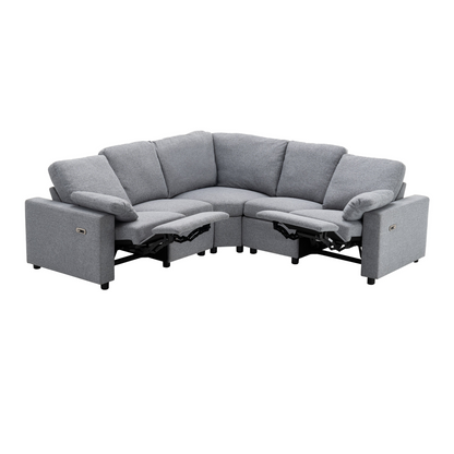 89" Power Recliner Sectional Sofa Home Theater Reclining Sofa with Two USB Ports, Two Storage Drawers for Living Room, Gray
