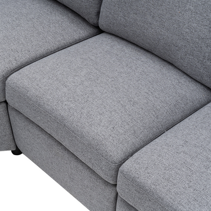 89" Power Recliner Sectional Sofa Home Theater Reclining Sofa with Two USB Ports, Two Storage Drawers for Living Room, Gray
