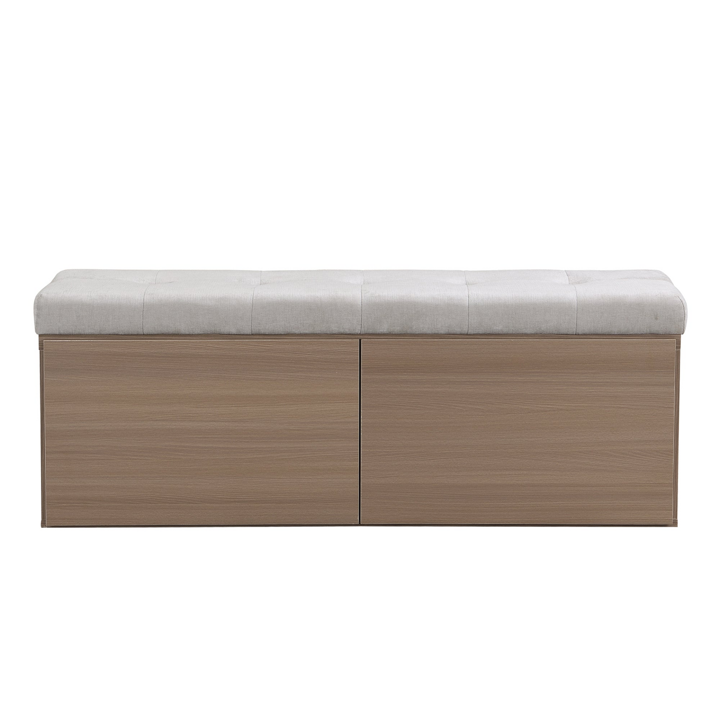 49" Storage Bench Storage Cabinet Storage Ottoman with Adjustable Shelves, Padded Seat Cushion and Double Doors for Entryway, Hallway and Bedroom, Light Grey