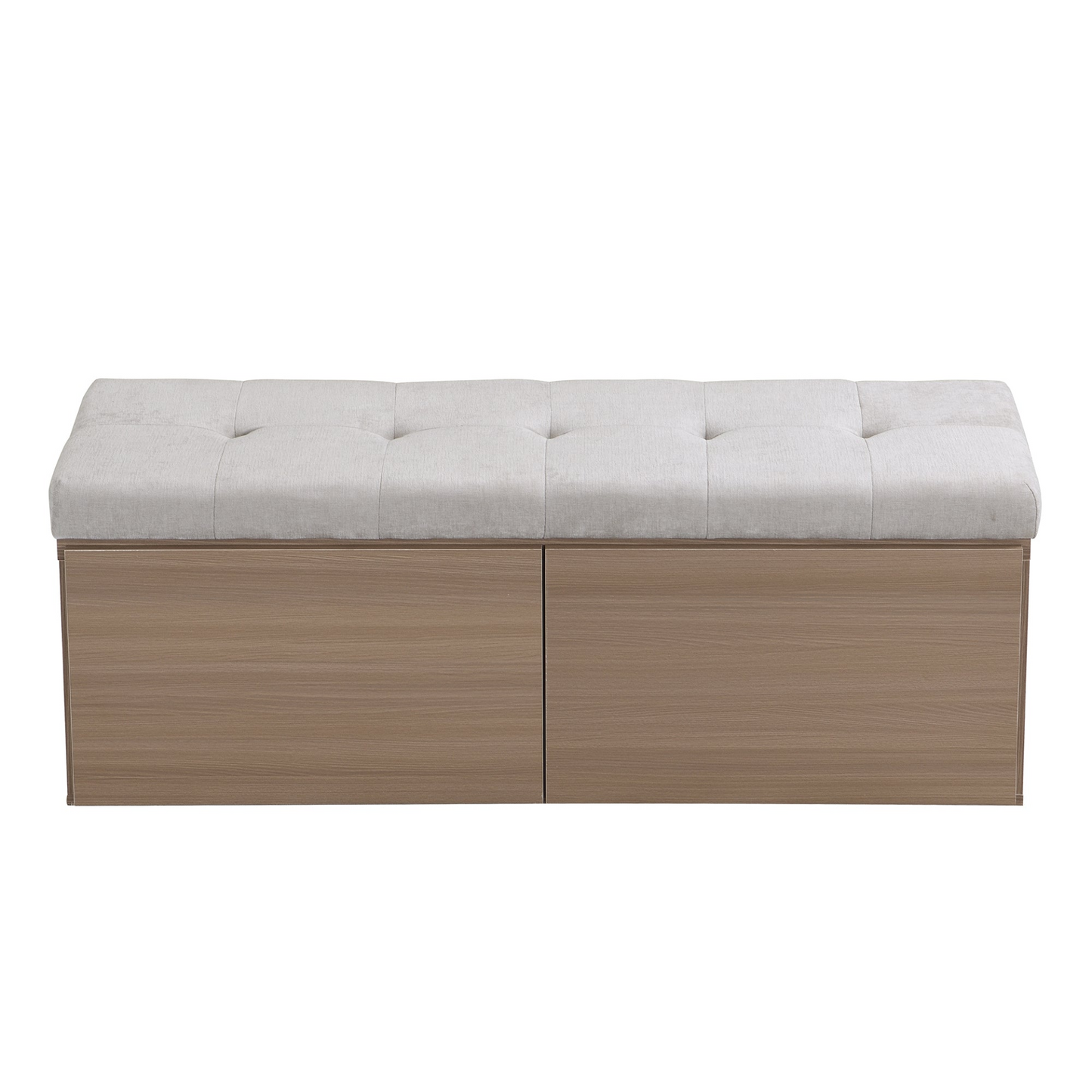49" Storage Bench Storage Cabinet Storage Ottoman with Adjustable Shelves, Padded Seat Cushion and Double Doors for Entryway, Hallway and Bedroom, Light Grey