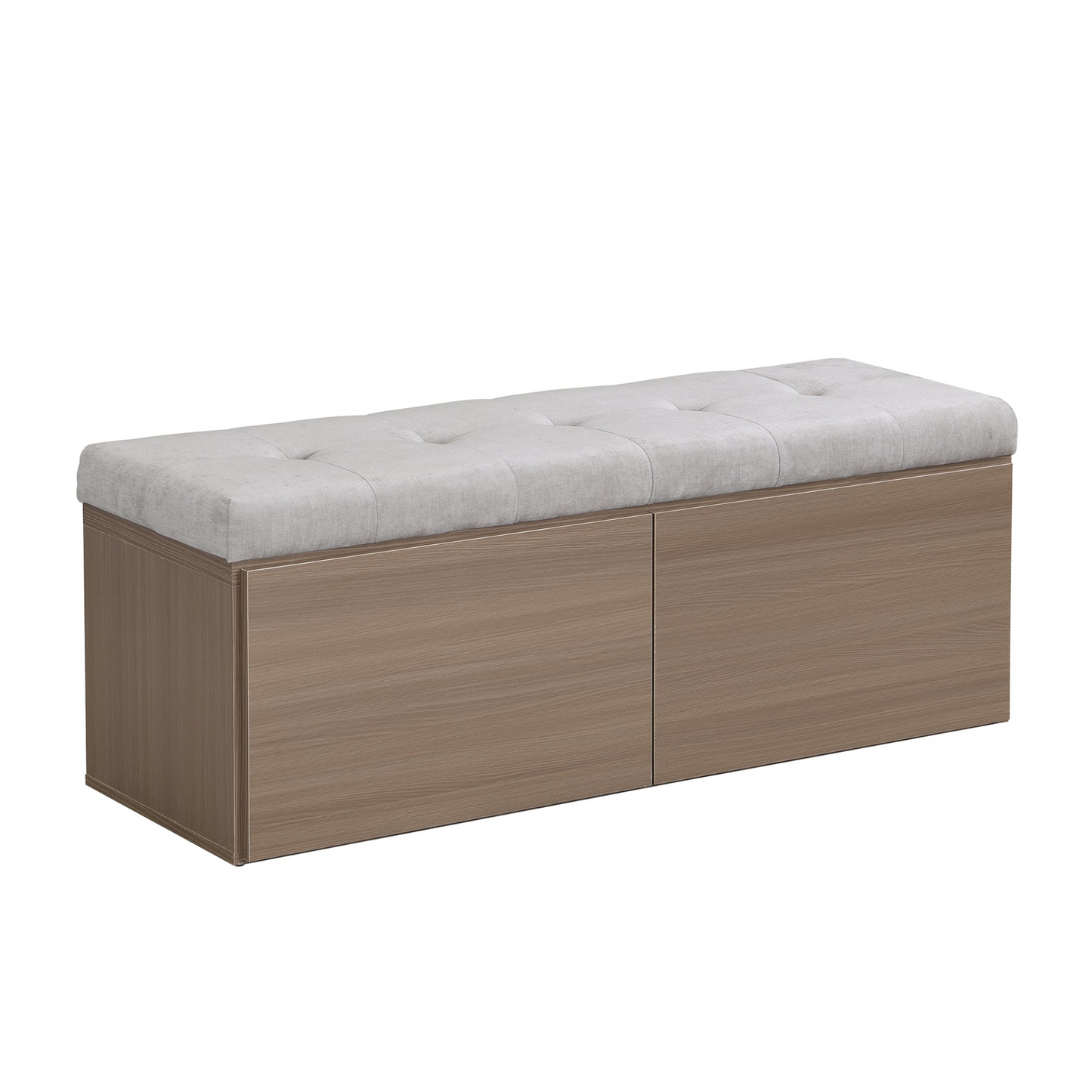 49" Storage Bench Storage Cabinet Storage Ottoman with Adjustable Shelves, Padded Seat Cushion and Double Doors for Entryway, Hallway and Bedroom, Light Grey