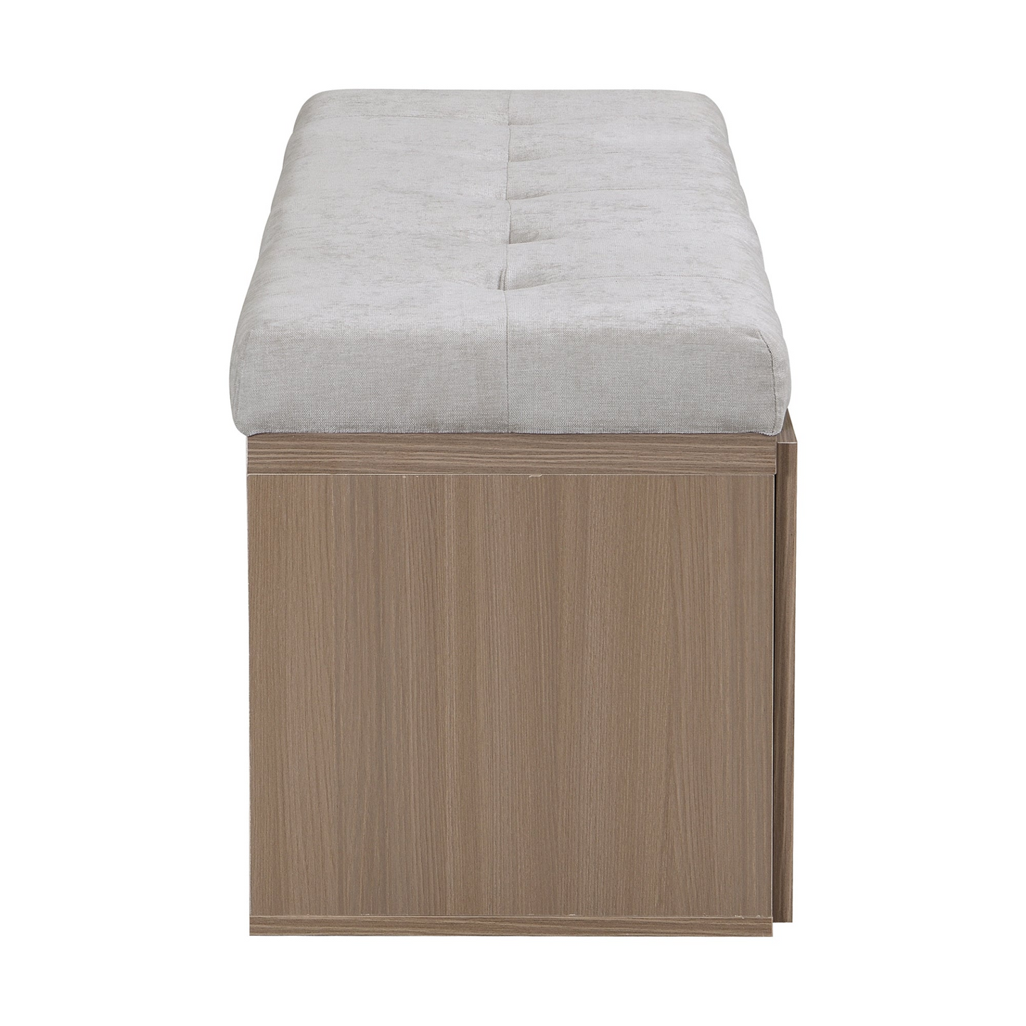 49" Storage Bench Storage Cabinet Storage Ottoman with Adjustable Shelves, Padded Seat Cushion and Double Doors for Entryway, Hallway and Bedroom, Light Grey