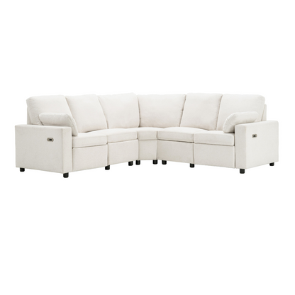 89" Power Recliner Sectional Sofa Home Theater Reclining Sofa with Two USB Ports, Two Storage Drawers for Living Room, Beige