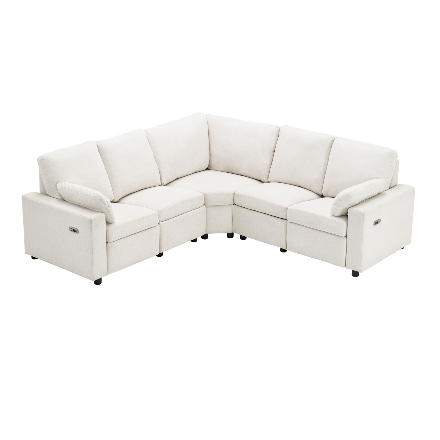 89" Power Recliner Sectional Sofa Home Theater Reclining Sofa with Two USB Ports, Two Storage Drawers for Living Room, Beige