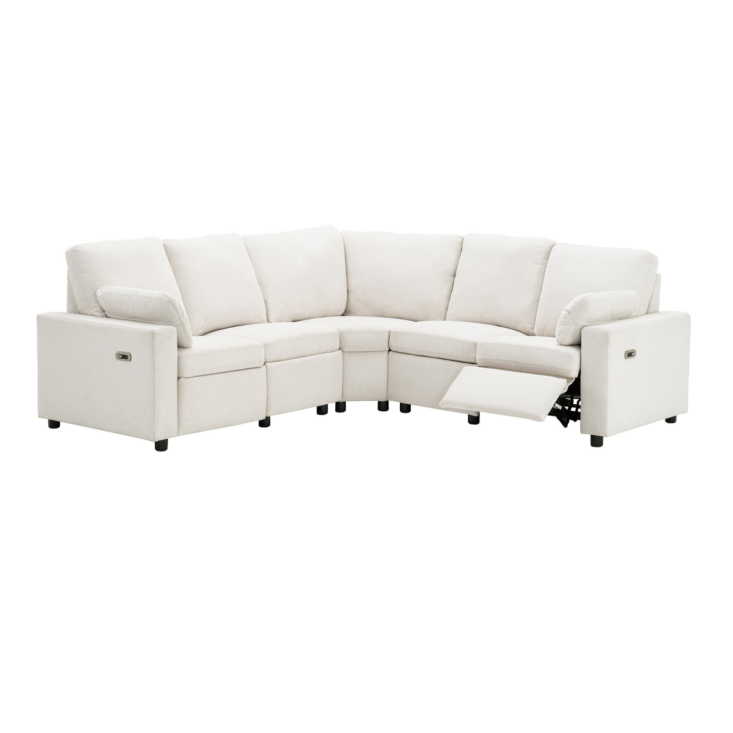 89" Power Recliner Sectional Sofa Home Theater Reclining Sofa with Two USB Ports, Two Storage Drawers for Living Room, Beige