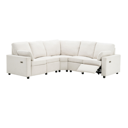 89" Power Recliner Sectional Sofa Home Theater Reclining Sofa with Two USB Ports, Two Storage Drawers for Living Room, Beige