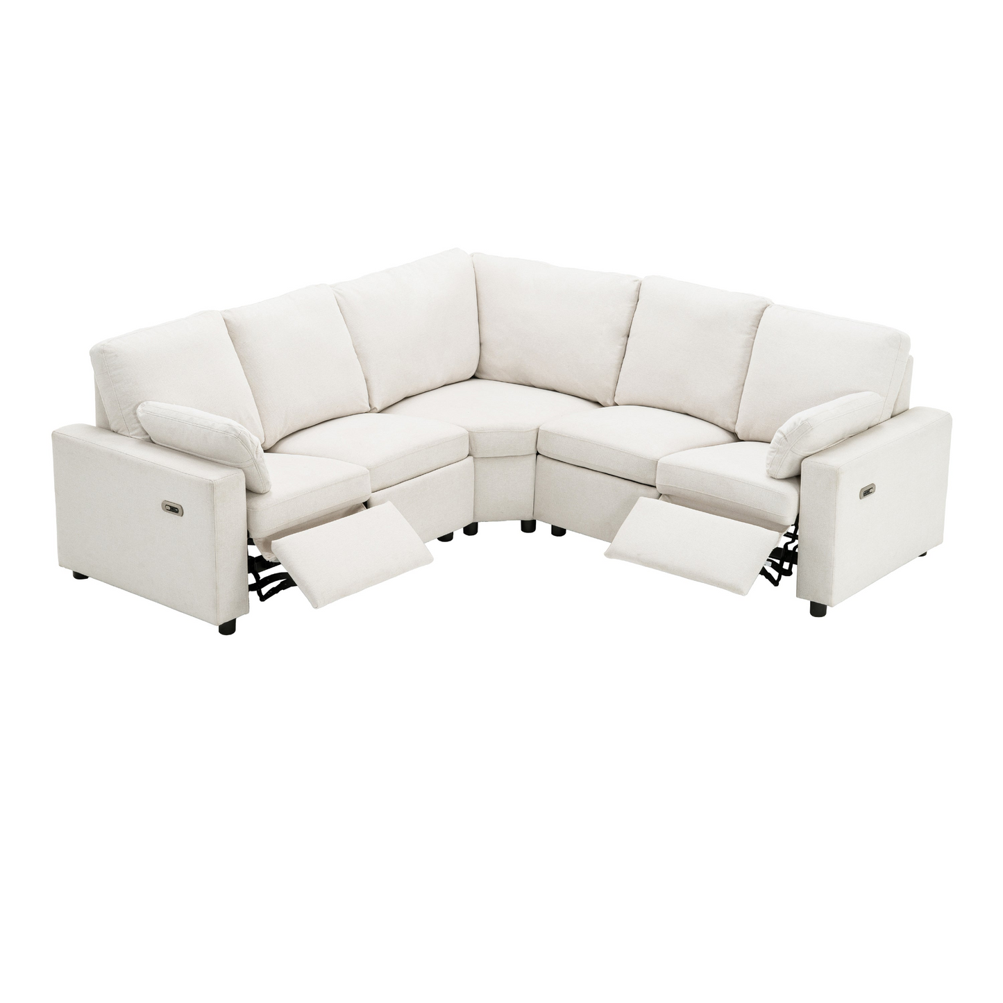 89" Power Recliner Sectional Sofa Home Theater Reclining Sofa with Two USB Ports, Two Storage Drawers for Living Room, Beige