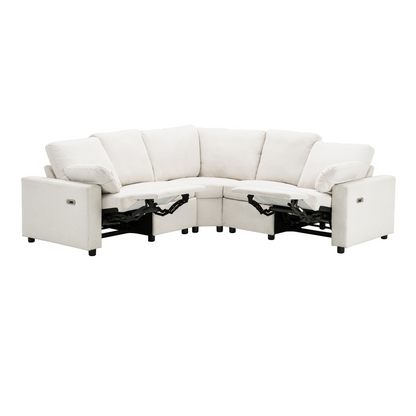 89" Power Recliner Sectional Sofa Home Theater Reclining Sofa with Two USB Ports, Two Storage Drawers for Living Room, Beige