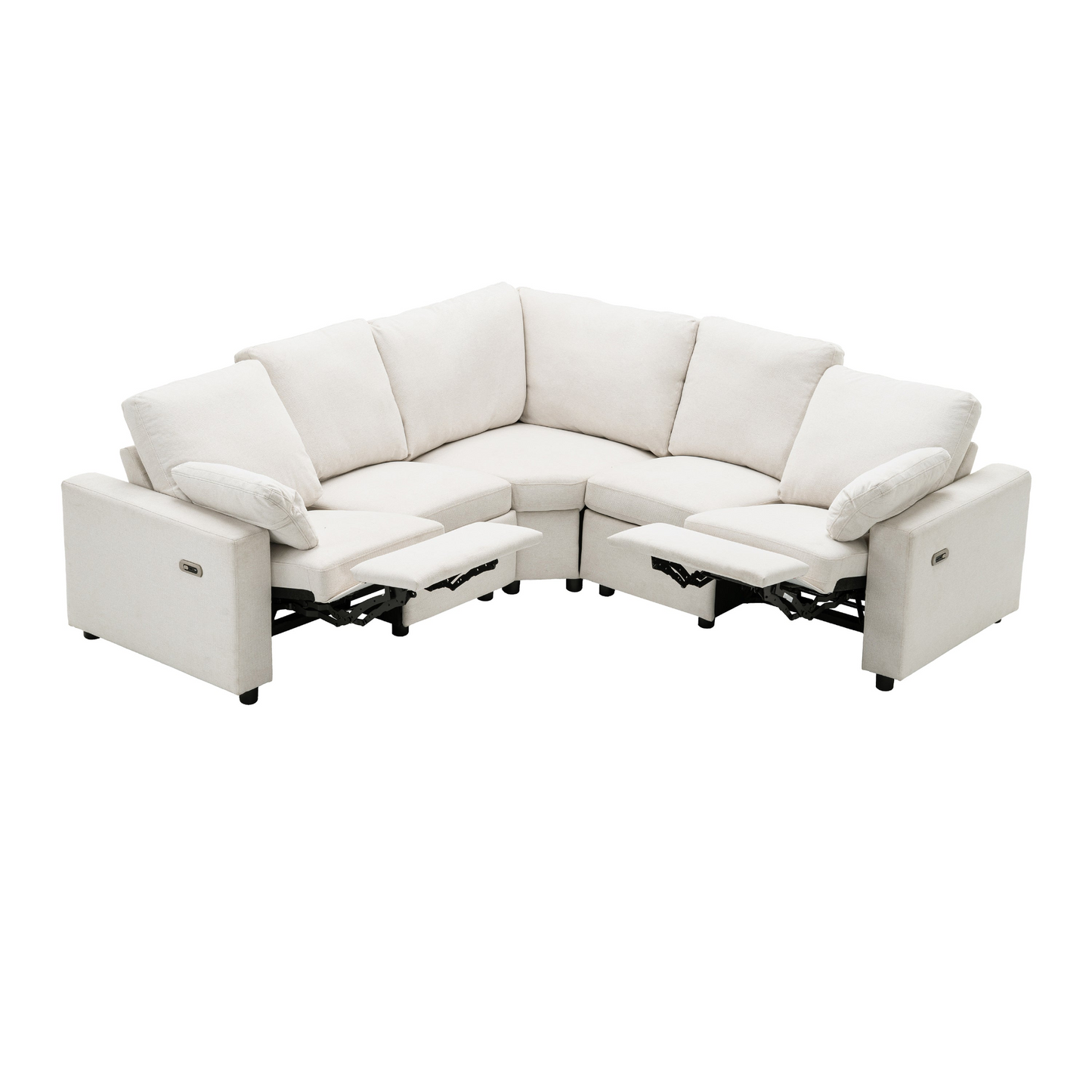 89" Power Recliner Sectional Sofa Home Theater Reclining Sofa with Two USB Ports, Two Storage Drawers for Living Room, Beige