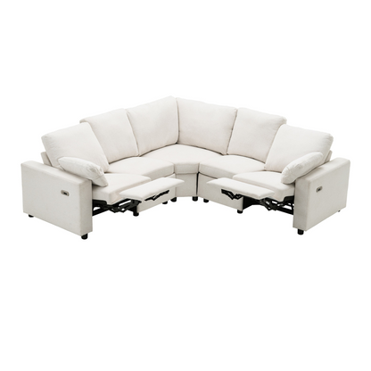 89" Power Recliner Sectional Sofa Home Theater Reclining Sofa with Two USB Ports, Two Storage Drawers for Living Room, Beige