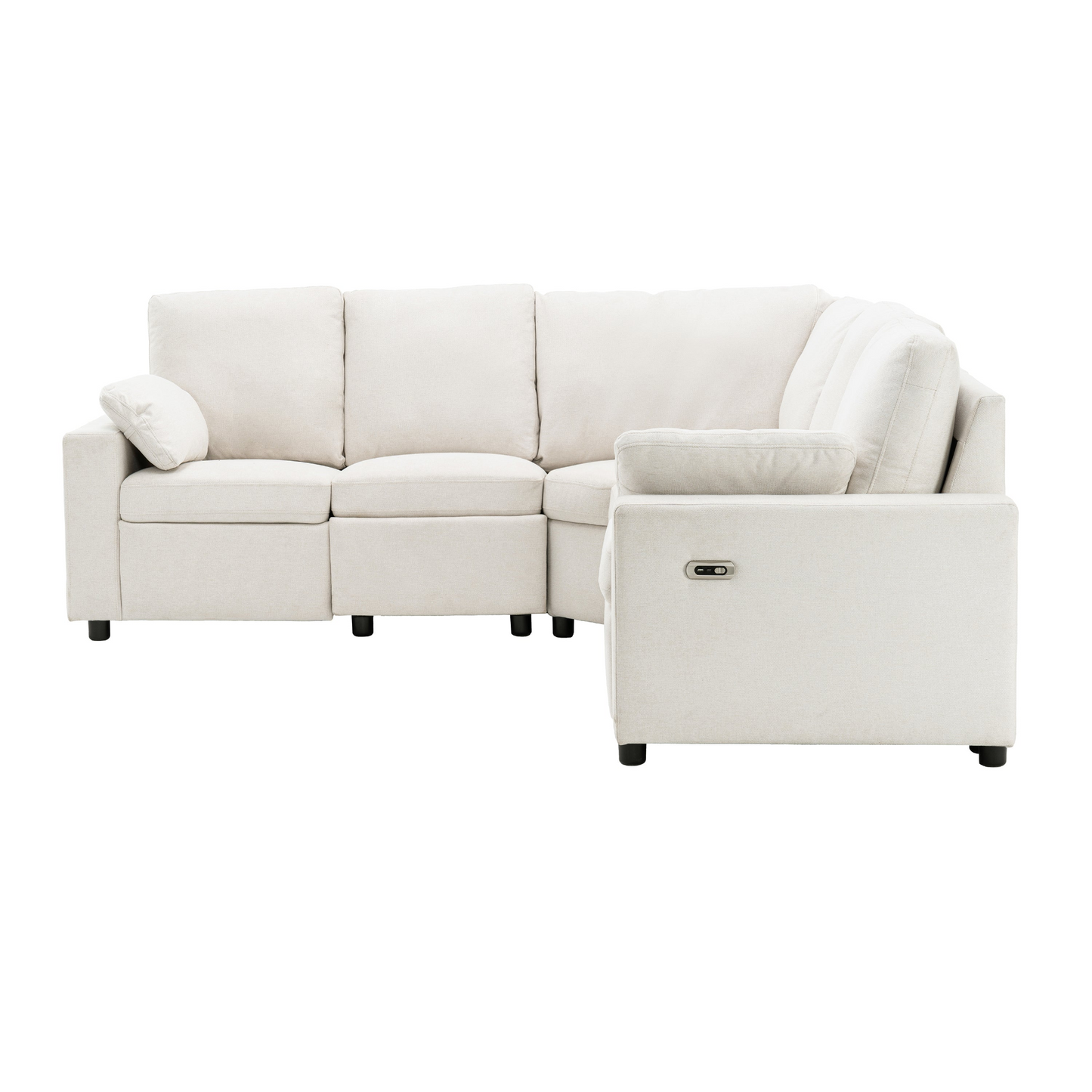 89" Power Recliner Sectional Sofa Home Theater Reclining Sofa with Two USB Ports, Two Storage Drawers for Living Room, Beige