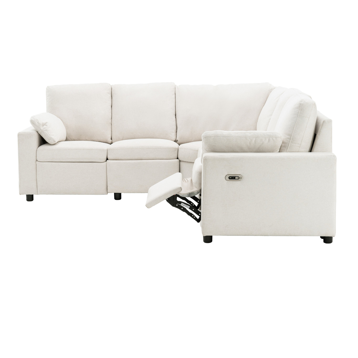 89" Power Recliner Sectional Sofa Home Theater Reclining Sofa with Two USB Ports, Two Storage Drawers for Living Room, Beige