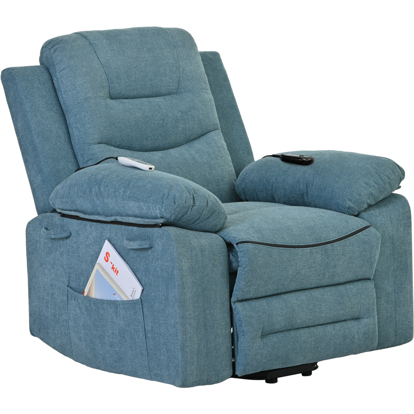 Massage Recliner,Power Lift Chair for Elderly with Adjustable Massage and Heating Function,Recliner Chair with Infinite Position and Side Pocket for Living Room ,Blue