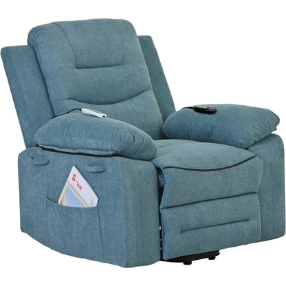 Massage Recliner,Power Lift Chair for Elderly with Adjustable Massage and Heating Function,Recliner Chair with Infinite Position and Side Pocket for Living Room ,Blue