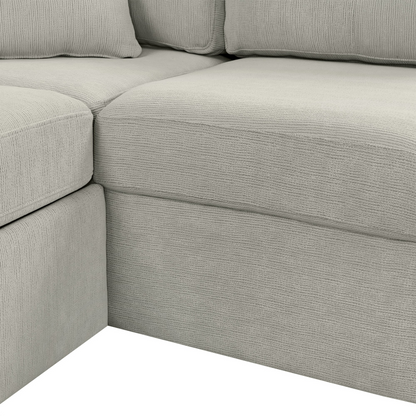 86.6" Sectional Sofa L-shaped Sofa Couch Pull-out Sofa Bed with a Movable Ottoman, Two USB Ports and Two Cup Holders for Living Room, Gray
