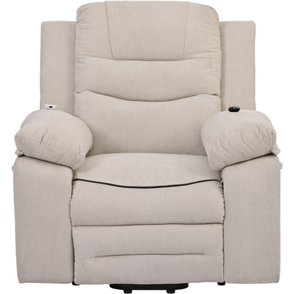 Massage Recliner,Power Lift Chair for Elderly with Adjustable Massage and Heating Function,Recliner Chair with Infinite Position and Side Pocket for Living Room ,Beige