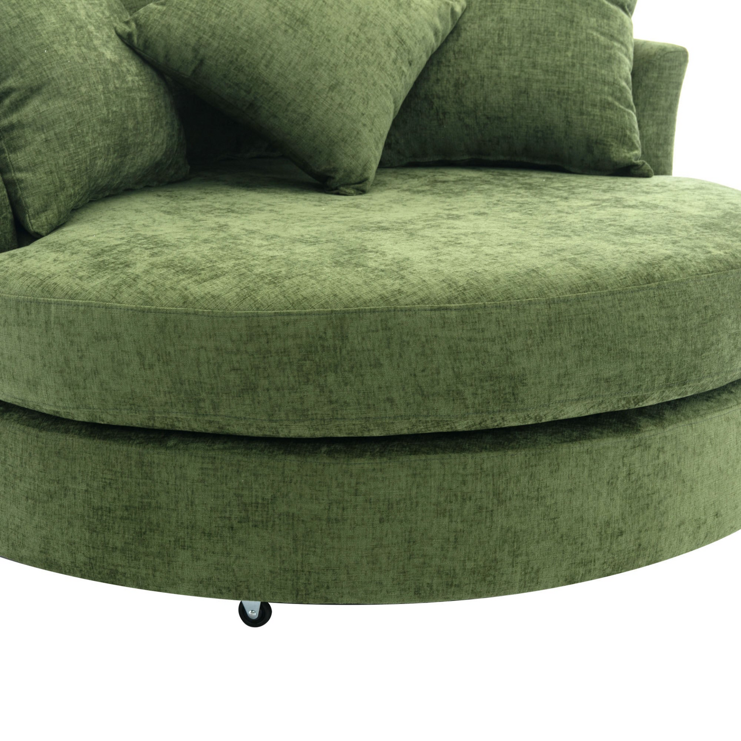 360° Swivel Accent Barrel Chair with Storage Ottoman & 4 Pillows, Modern Chenille Leisure Chair Round Accent for Living Room, Green