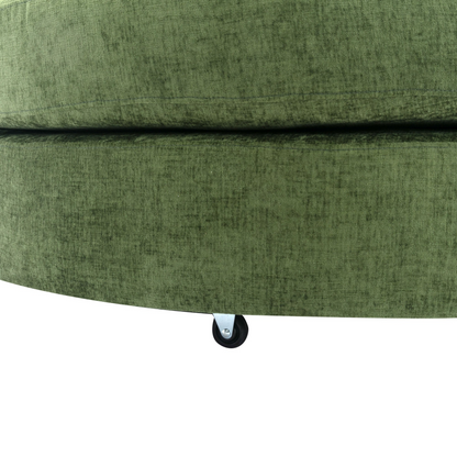 360° Swivel Accent Barrel Chair with Storage Ottoman & 4 Pillows, Modern Chenille Leisure Chair Round Accent for Living Room, Green