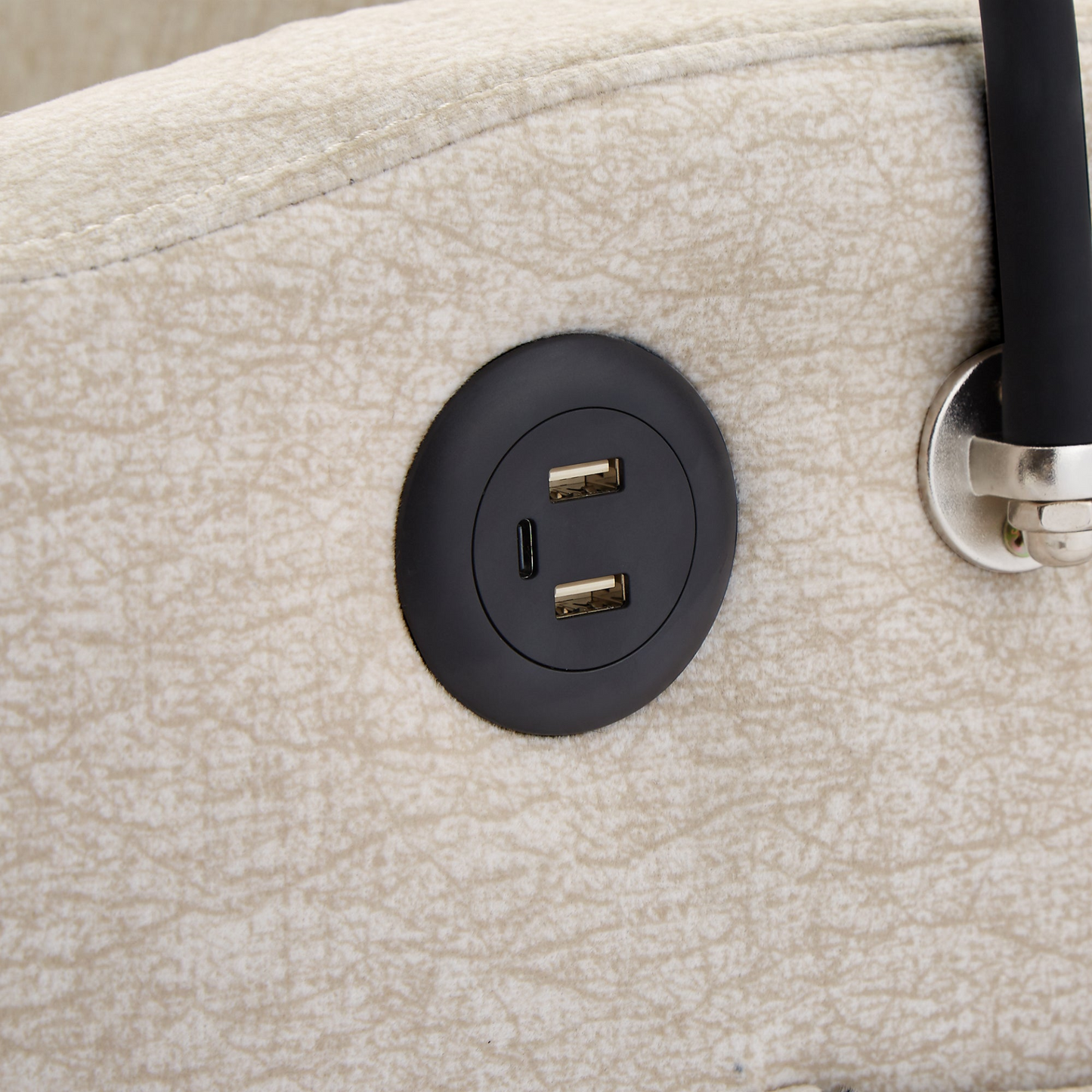 55.9" Convertible Sofa Bed Loveseat Sofa with Three USB Ports, Two Side Pockets, Two Cup Holders and 360°Swivel Phone Holder for Living Room, Beige
