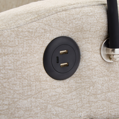 55.9" Convertible Sofa Bed Loveseat Sofa with Three USB Ports, Two Side Pockets, Two Cup Holders and 360°Swivel Phone Holder for Living Room, Beige