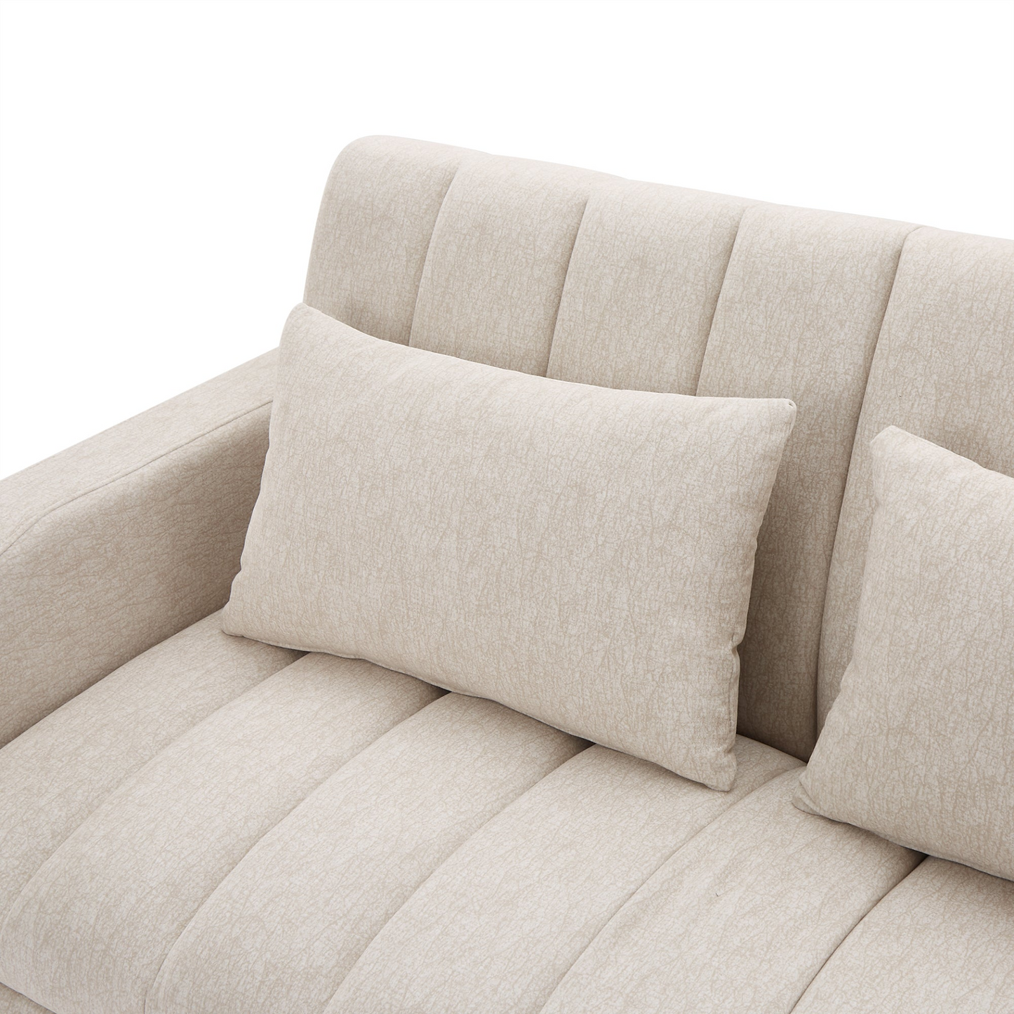 55.9" Convertible Sofa Bed Loveseat Sofa with Three USB Ports, Two Side Pockets, Two Cup Holders and 360°Swivel Phone Holder for Living Room, Beige