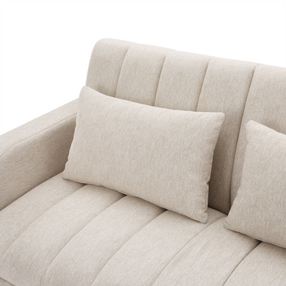 55.9" Convertible Sofa Bed Loveseat Sofa with Three USB Ports, Two Side Pockets, Two Cup Holders and 360°Swivel Phone Holder for Living Room, Beige