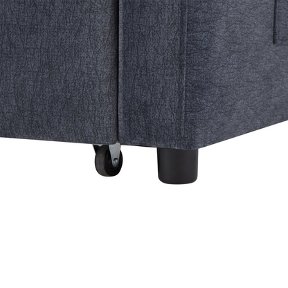 55.9" Convertible Sofa Bed Loveseat Sofa with Three USB Ports, Two Side Pockets, Two Cup Holders and 360°Swivel Phone Holder for Living Room, Blue Grey