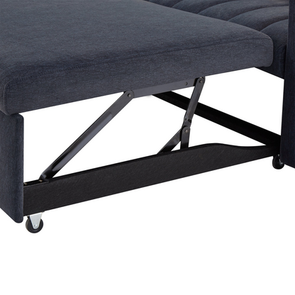 55.9" Convertible Sofa Bed Loveseat Sofa with Three USB Ports, Two Side Pockets, Two Cup Holders and 360°Swivel Phone Holder for Living Room, Blue Grey