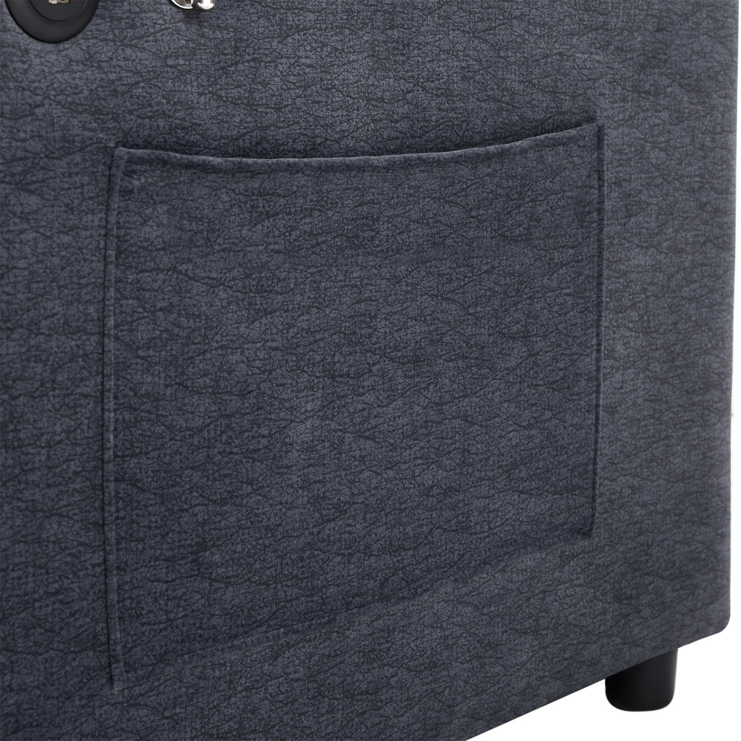 55.9" Convertible Sofa Bed Loveseat Sofa with Three USB Ports, Two Side Pockets, Two Cup Holders and 360°Swivel Phone Holder for Living Room, Blue Grey