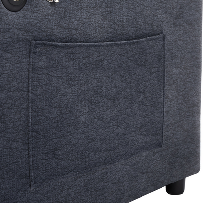 55.9" Convertible Sofa Bed Loveseat Sofa with Three USB Ports, Two Side Pockets, Two Cup Holders and 360°Swivel Phone Holder for Living Room, Blue Grey