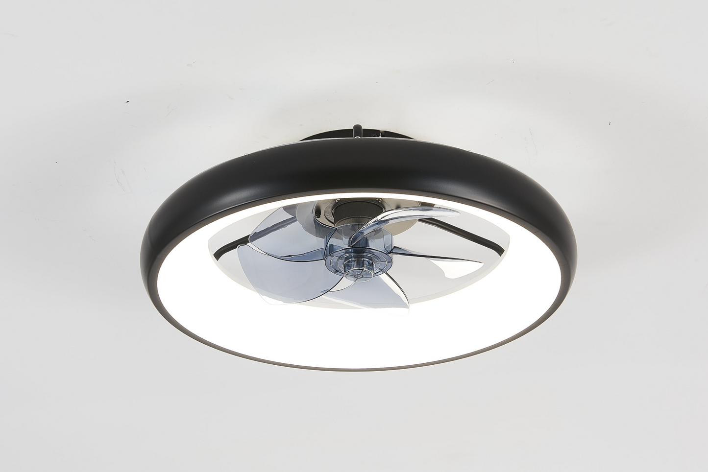19.7-inch Black LED Ceiling Fan Light – Dimmable and Adjustable Color Temperature, APP & Remote Control, Modern Smart Ceiling Fan for Living Room, Bedroom, and Dining Room