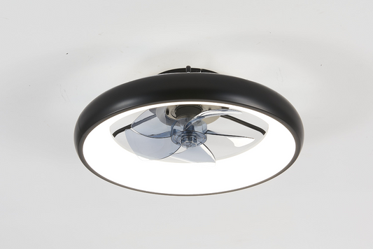 19.7-inch Black LED Ceiling Fan Light – Dimmable and Adjustable Color Temperature, APP & Remote Control, Modern Smart Ceiling Fan for Living Room, Bedroom, and Dining Room