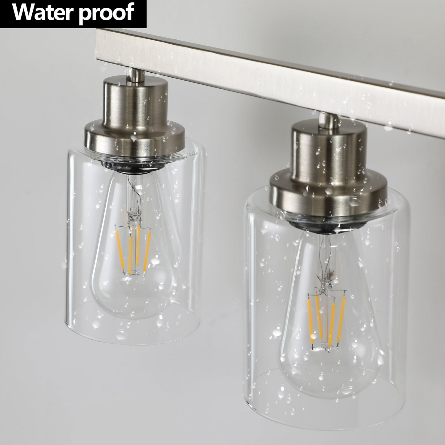 Modern 4-Light Bathroom Vanity Light Fixture - Brushed Nickel Finish with Clear Glass Shades, Perfect for Bathroom, Vanity, and Dressing Area Lighting (No Bulbs)