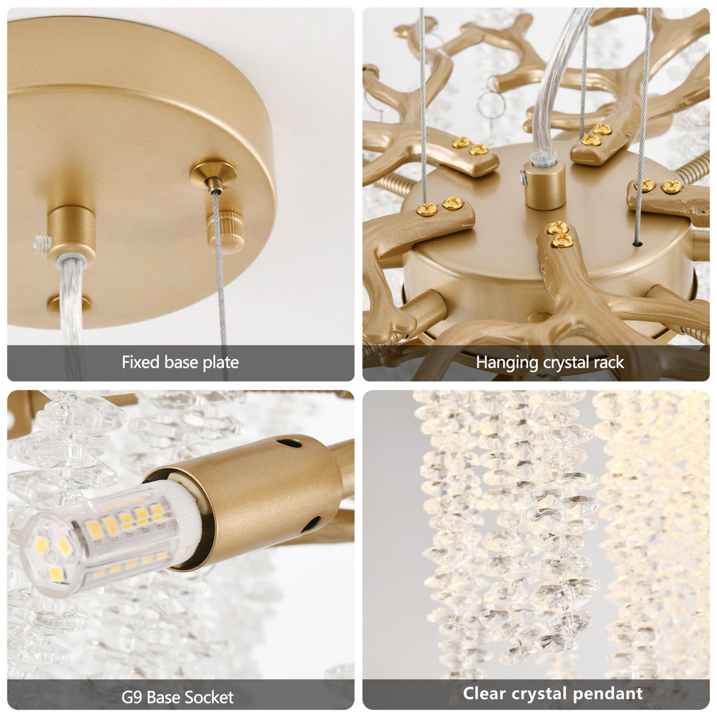 23.6-inch Modern Golden Pendant Light with Cascading Crystal Strands, Ideal for Living Room, Dining Room and Foyer, High-End Decorative Lighting Fixture (Bulb Not Included)