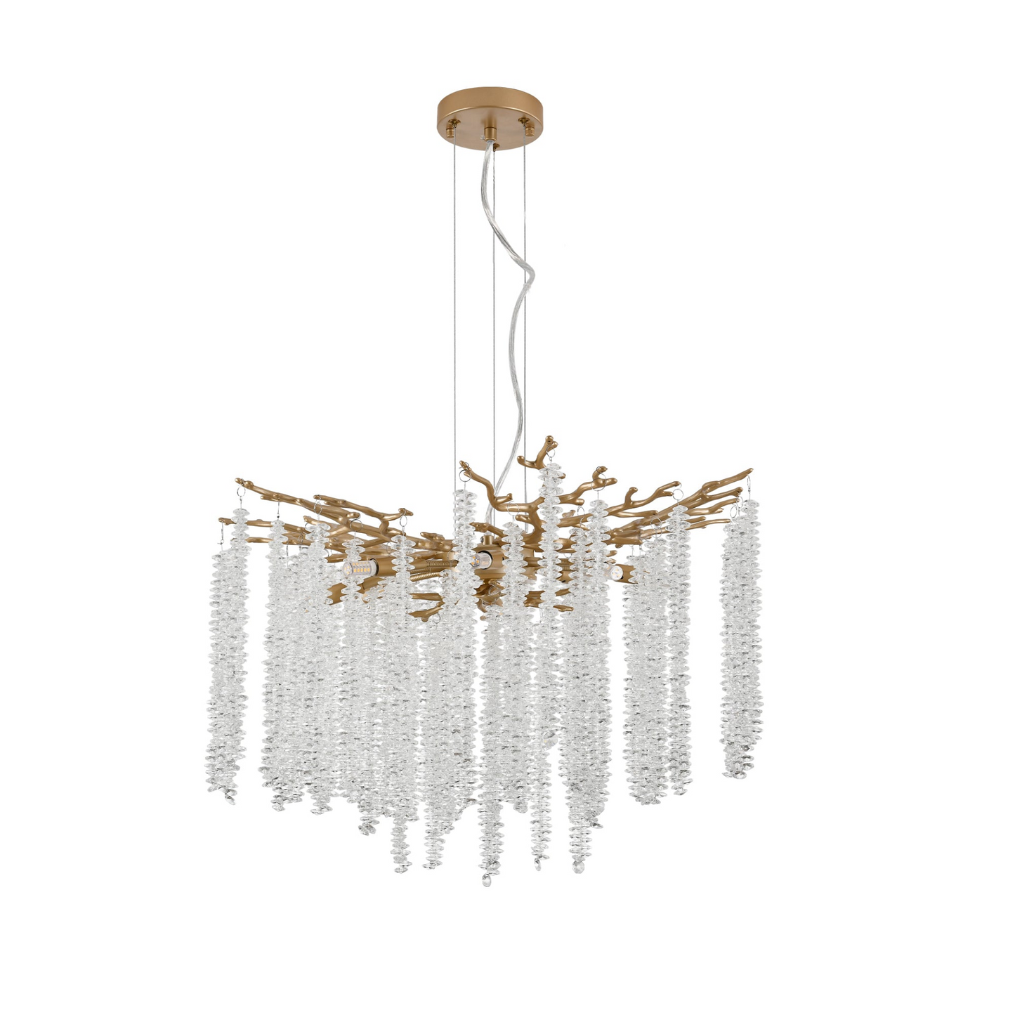 23.6-inch Modern Golden Pendant Light with Cascading Crystal Strands, Ideal for Living Room, Dining Room and Foyer, High-End Decorative Lighting Fixture (Bulb Not Included)