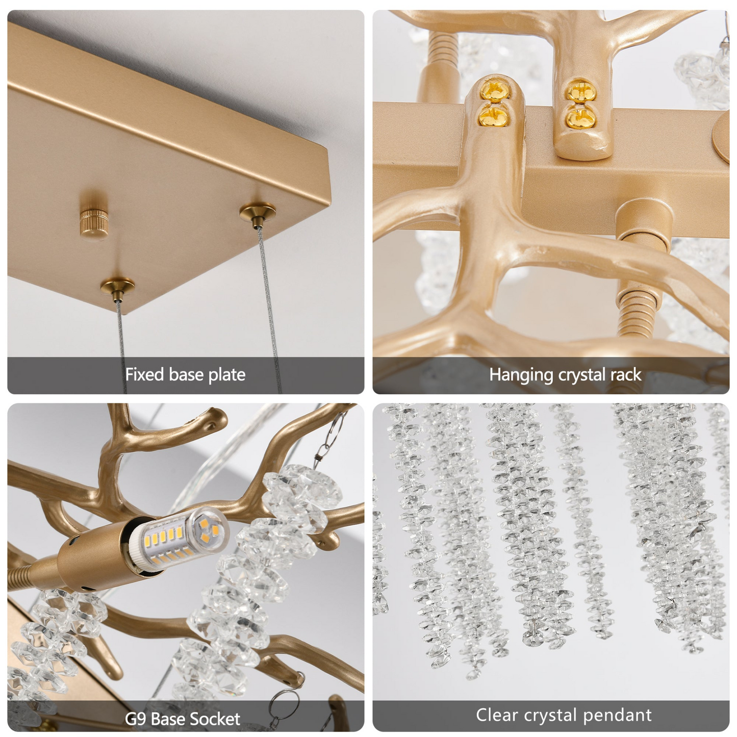 39.4-inch Modern Golden Pendant Light with Cascading Crystal Strands, Ideal for Living Room, Dining Room and Foyer, High-End Decorative Lighting Fixture (Bulb Not Included)