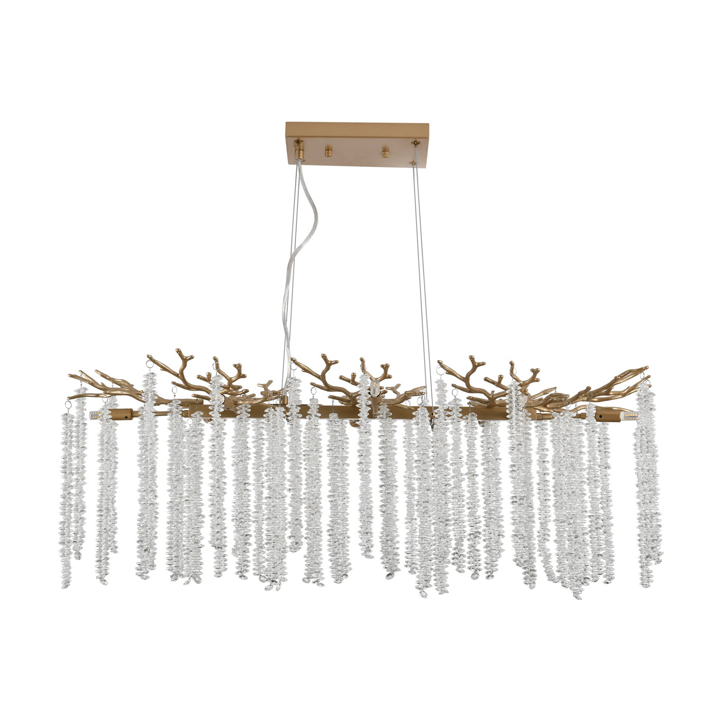 39.4-inch Modern Golden Pendant Light with Cascading Crystal Strands, Ideal for Living Room, Dining Room and Foyer, High-End Decorative Lighting Fixture (Bulb Not Included)