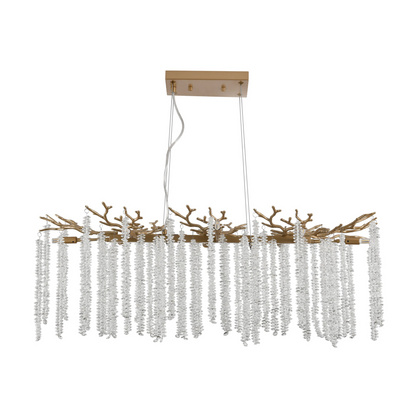 39.4-inch Modern Golden Pendant Light with Cascading Crystal Strands, Ideal for Living Room, Dining Room and Foyer, High-End Decorative Lighting Fixture (Bulb Not Included)