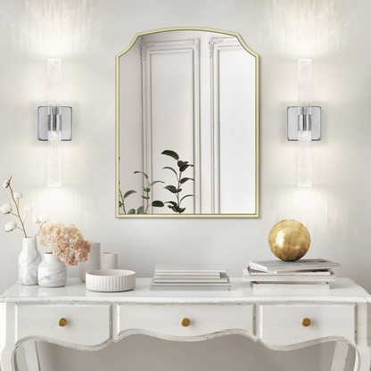 Contemporary Crystal Wall Light, Chrome Finish with Bubble Crystal, 2-Light Sconce for Bathroom, Bedroom, Hallway – Modern Indoor Lighting Fixture